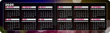 2025年曆卡 折卡 黑色彌紅紫  180mm x 54mm calendar card-正面-年曆卡設計-Design Easy