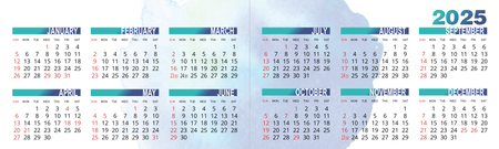 2025年曆卡 摺卡 藍色水墨帶二維碼  180mm x 54mm calendar card-正面-年曆卡設計-Design Easy