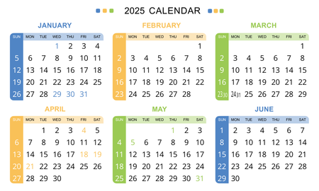 2025年年曆卡 白底藍黃綠裝飾 calendar card 90mm x 54mm-正面-年曆卡設計-Design Easy