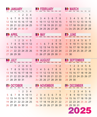 2025年曆小卡 粉橙淡雅漸變 calendar card-正面-年曆卡設計-Design Easy