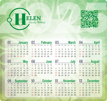2025年曆卡 綠色漸變花紋底 calendar card-正面-年曆卡設計-Design Easy