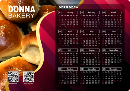 2025年曆卡 紅色條紋美食誘惑 A5 size 210x148mm calendar card-正面-年曆卡設計-Design Easy