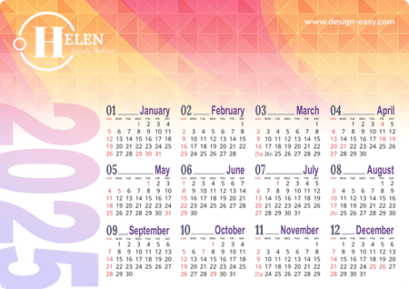2025年曆卡 梅紅橙色漸變 calendar card-正面-年曆卡設計-Design Easy