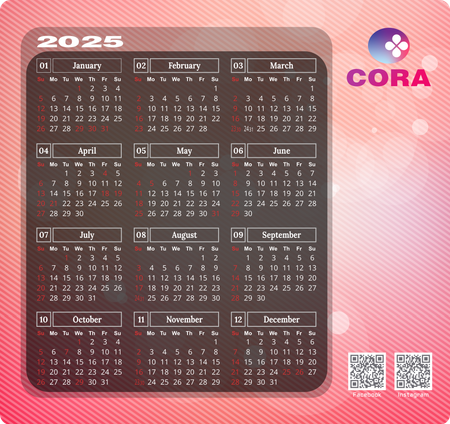 2025年曆卡設計 粉色漸變圓點光 calendar card-正面-年曆卡設計-Design Easy