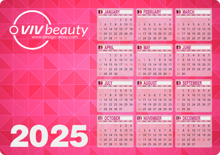 2025年曆卡 梅紅3D視覺文理風格 A5 size 210x148mm calendar card-正面-年曆卡設計-Design Easy