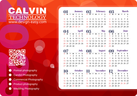 2025年曆卡 紅色漸變3d立體視覺 A5 size 210x148mm calendar card-正面-年曆卡設計-Design Easy