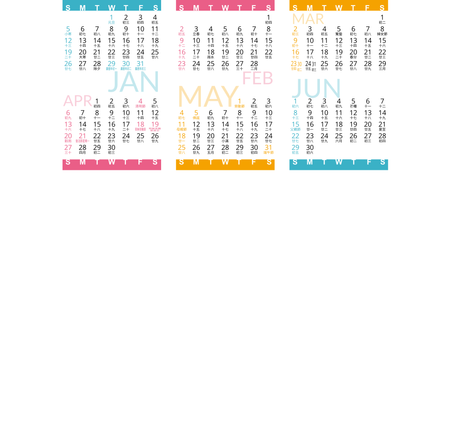 香港2025年曆咭 白底藍梅紅黃裝飾 calendar card-正面-年曆卡設計-Design Easy