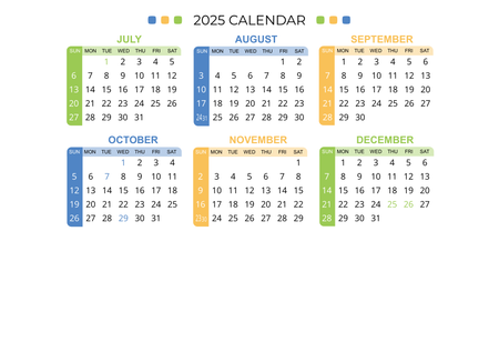 2025年曆咭片 白底藍黃綠裝飾 calendar card A5 size 210x148mm-背面-年曆卡設計-Design Easy