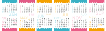 年曆咭 2025 對折 白底藍梅紅黃裝飾  180mm x 54mm calendar card-正面-年曆卡設計-Design Easy