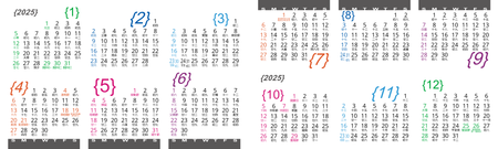 2025年曆卡香港 對摺 白底彩色文字  180mm x 54mm calendar card-正面-年曆卡設計-Design Easy