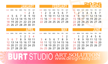 2026年曆卡 圓角 粉橙漸變 calendar card 90mm x 54mm-正面-年曆卡設計-Design Easy