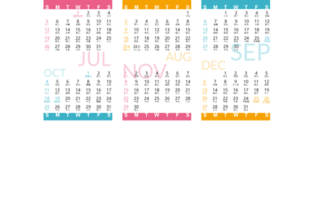自製2026年曆卡 白底藍梅紅黃裝飾 calendar card A5 size 210x148mm-背面-年曆卡設計-Design Easy