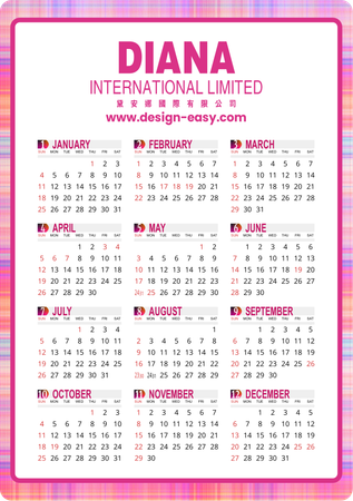 2026年曆卡 炫彩粉色布紋 calendar card-正面-年曆卡設計-Design Easy