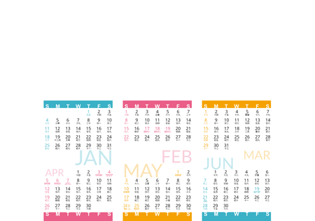 自製2026年曆卡 白底藍梅紅黃裝飾 calendar card A5 size 210x148mm-正面-年曆卡設計-Design Easy