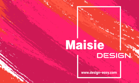 咭片設計-梅紅大筆刷藝術風(橫向卡片)-正面-卡片設計-Design Easy