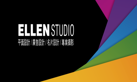 咭片設計-黑底彩色幾何現代商務(橫向卡片)-正面-卡片設計-Design Easy