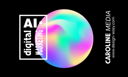 咭片設計-黑底圓形炫彩潤光(橫向卡片)-正面-卡片設計-Design Easy