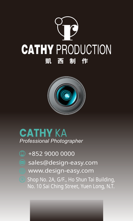 咭片設計-黑色鏡頭(豎向卡片)-背面-卡片設計-Design Easy