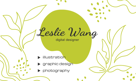 咭片設計-綠色優雅浪漫(橫向卡片)-正面-卡片設計-Design Easy