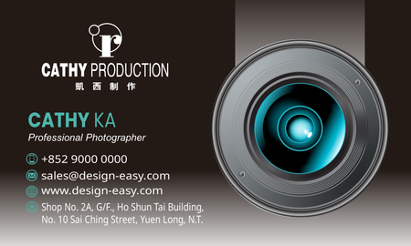 咭片設計-黑色鏡頭(橫向卡片)-背面-卡片設計-Design Easy