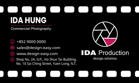 咭片設計-黑色膠片(橫向卡片)-背面-卡片設計-Design Easy