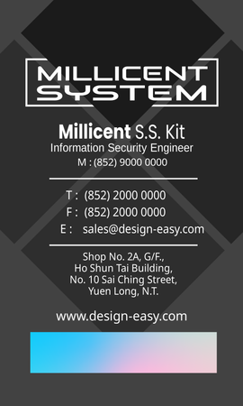 咭片設計-黑灰商務(豎向卡片)-背面-卡片設計-Design Easy