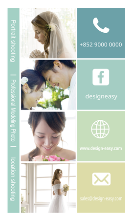 咭片設計-粉綠簡約(豎向卡片)-背面-卡片設計-Design Easy