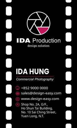 咭片設計-黑色膠片(豎向卡片)-背面-卡片設計-Design Easy