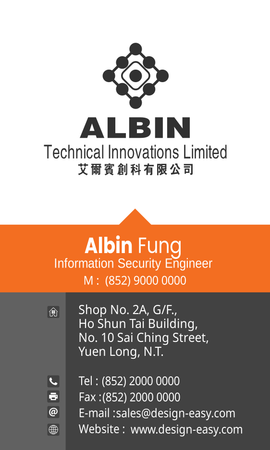 名片設計-橙色簡約(豎向卡片)-背面-卡片設計-Design Easy