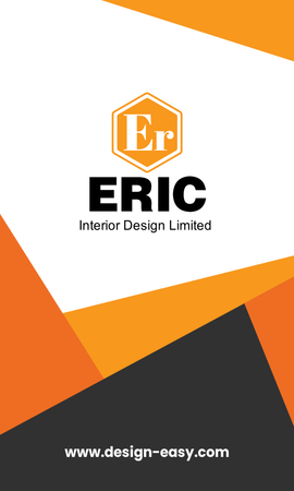 名片設計-橙黑現代幾何(豎向卡片)-正面-卡片設計-Design Easy