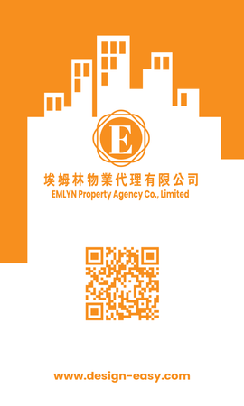 名片設計-橙色現代建築(豎向咭片)-正面-卡片設計-Design Easy