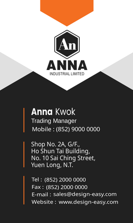 名片設計-黑灰橙現代簡約(豎向卡片)-背面-卡片設計-Design Easy