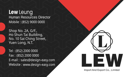 名片設計-黑紅商業商務(橫向卡片)-背面-卡片設計-Design Easy