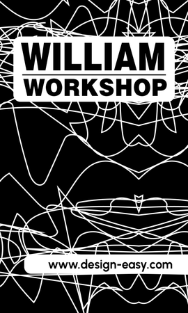 咭片設計-黑底白色線條個性(豎向卡片)-正面-卡片設計-Design Easy