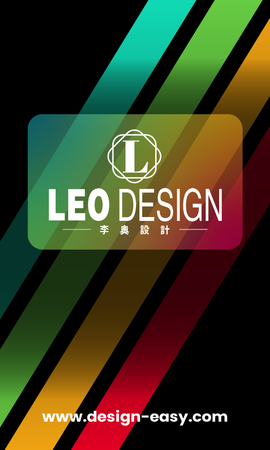 咭片設計-黑底彩色條紋漸變(豎向卡片)-正面-卡片設計-Design Easy