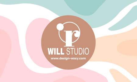 咭片設計-粉藍現代簡約名片(橫向卡片)-正面-卡片設計-Design Easy