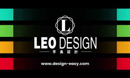 咭片設計-黑底彩色條紋漸變(橫向卡片)-正面-卡片設計-Design Easy