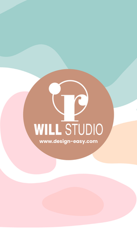 咭片設計-粉藍現代簡約(豎向卡片)-正面-卡片設計-Design Easy