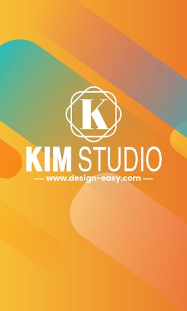 咭片設計-橙色動感(豎向卡片)-正面-卡片設計-Design Easy