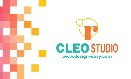 咭片設計-粉橙矩形移位個性(橫向卡片)-正面-卡片設計-Design Easy