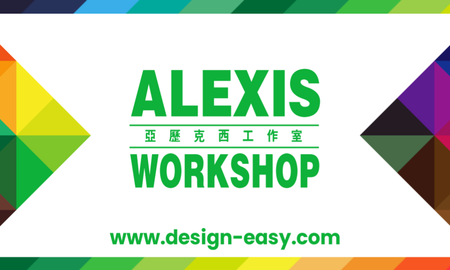 咭片設計-藍綠彩色三角形拼接裝飾(橫向卡片)-正面-卡片設計-Design Easy