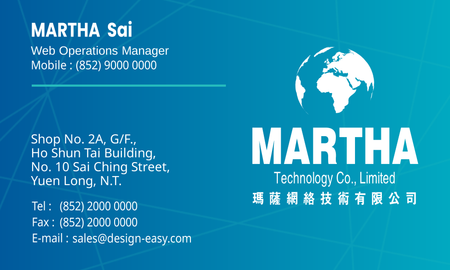 名片設計-藍色線條初創科技(橫向卡片)-背面-卡片設計-Design Easy