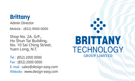 名片設計-藍色波感(橫向咭片)-背面-卡片設計-Design Easy