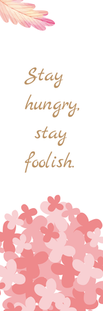 清新文藝粉色葉花圖案書籤-正面-卡片設計-Design Easy