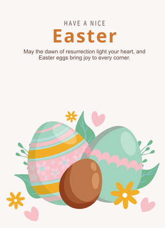 柔和色調可愛元素復活節卡片-正面-明信片設計-Design Easy