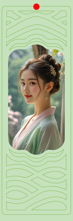 綠色主調幾何花紋背景帶相框-正面-卡片設計-Design Easy