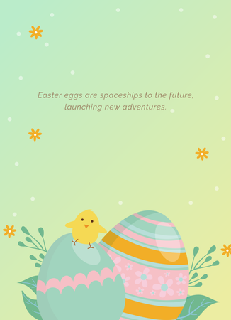 復活節淺綠背景彩蛋花朵卡片-背面-明信片設計-Design Easy