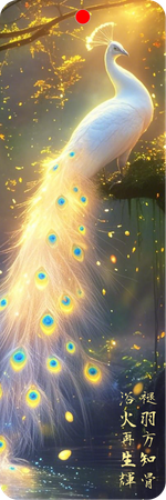 暖金白孔雀奇幻自然-背面-卡片設計-Design Easy