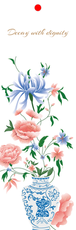 中式古典花與青花瓷書籤-正面-卡片設計-Design Easy