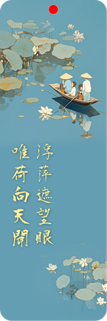 中國風荷塘元素書籤-正面-卡片設計-Design Easy